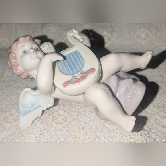 Lladro Cherub Angel Adagio with harp. 6628 - Picture 6 of 10